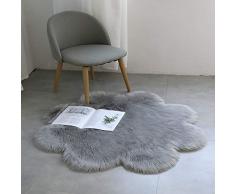 DQMEN Faux Pelliccia di Agnello di Pecora Tappeto,Pelliccia Sintetica Tappeto Vello di Pecora (Fiore di Prugna, Grigio, 45 X 45 CM)