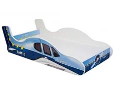 Lux4Kids - Letto per bambini Angelbeds, motivo aereo, rete a doghe flessibile, 160 x 80 cm, telone 3