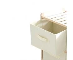 King Home C1513038 Cassettiera 6 Cassetti in Legno e Stoffa Ecru, 59X28X70H