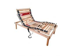 Goldflex Rete Rosa Eco a Doghe in Legno Elettrica Ortopedica Singola 90x200 2 Motori indipendenti con Regolatori di Rigidità 4 Zone Reclinabili H40