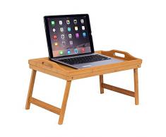 Bakaji Vassoio da Letto Pieghevole in Bambu con Gambe e Manici per Colazione a Letto Relax Dimensione 50x30x21cm Bamboo da Portata (Naturale)