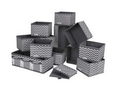 DIMJ 12 Pezzi Set Organizer Cassetti Interno Pieghevole, Tessuto Scatole Contenitori Armadio, Contenitori per Cassetti per Guardaroba Calze, Mutande, Reggiseni, Lingerie, (Grigio)