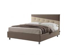 LettoFacile montalo in 30 Minuti - Letto Matrimoniale Diago in Ecopelle bicolore con Rete e Box contenitore - Made in Italy (160 x 190 cm)