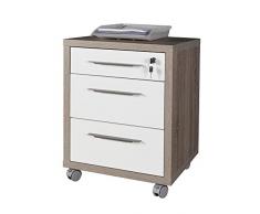 COMPOSAD - Cassettiera rovere tartufo con tre cassetti bianco laccato CT4811 L48.6h63p45cm