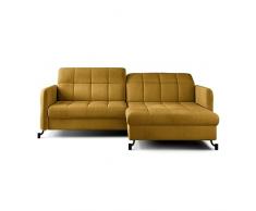 LENART FRIDERIK-EU - Divano angolare con funzione sleep e cassapanca [ destra con sgabello – senape ] mobili soggiorno, divani e divani, divano ad angolo, divano letto con funzione sleep, divano letto