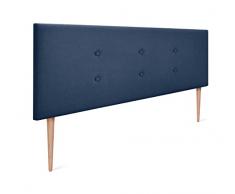 DHOME Testiera in Similpelle o Tessuto AQUALINE Pro Testiera con 2 File di Bottoni e Gambe Testiera Imbottita Letto di Lusso (160x105cm con Gambe (Letti 150/160), Tessuto Blu)