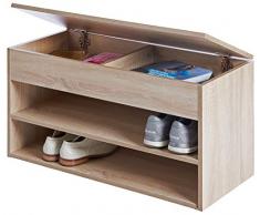 ts-ideen Scarpiera Cassapanca da Ingresso 80x42 cm con 2 Ripiani portascarpe e Coperchio apribile. Rovere Sonoma