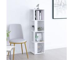 MOONAIRY Armadio angolare da comodino da comodino e comodino, armadietto ad angolo, 33 x 33 x 132 cm, colore: Bianco lucido