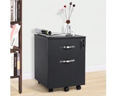 SONGMICS Cassettiera Portacartelle Bloccabile, Comodino Mobile con Cassetti, Armadietto da Ufficio, Montaggio Facile (con Istruzioni e Utensile) 44 x 40 x 54,5 cm Nero LCD22B