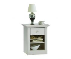 Steens 3170010013001F Comodino Monaco, in Pino Massiccio, 62 x 56 x 46 cm, Colore: Bianco Velato