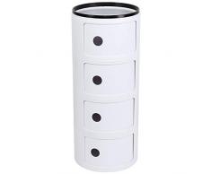 Zerone- Comodino Rotondo Contenitore,4 Strati Comodino Camera da Letto Organizzatore di stoccaggio per armadietti da Pavimento Multifunzione