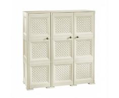 Tontarelli 8085584210 Omnimodus - Armadio a nove vani / tre ante, 118 x 43 x 125 cm, colore: Crema