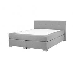 Beliani Letto boxspring in Tessuto Grigio Chiaro 160 x 200 cm Consul