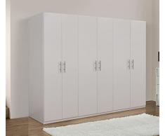 Germanvox Swift Armadio Guardaroba 6 ante Camera da Letto Bianco Opaco Made in Italy L.270 P.53 H.202 cm