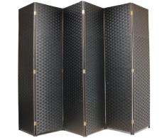 Hartleys Robusto paravento fatto a mano nero - 6 pannelli