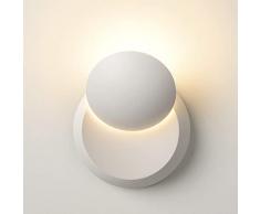 DELIPOP LED Lampada da Parete Interno, 7W Rotonda Applique da Parete Moderno, Girevole 360° Lampada a Muro Luce in Acrilico per Camera da Letto Soggiorno Corridoio, Bianco Caldo 3000K