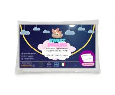 02A Cuscino Lettino Bambino 40x60 Cm da 1 2 3 4 Anni in su 100% Cotone Certificato OEKO-TEX Guanciale Culla Asilo Traspirante Anallergico Antiacaro Ipoallergenico Altissima Qualità 1 PZ