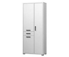 3400BCM Montato Armadio 3 ante + cassetto scocca spessore 25mm fintura bianco cemento 75,3L x 175H x 33P