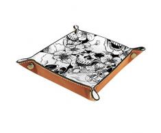 Teschio e fiori Fiori in pelle di ciliegio Comodino portaoggetti Organizer Comodino Desktop Comò Gioielli Catchall Vassoio per portachiavi Cambio telefono