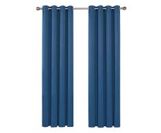 Deconovo Tende Oscuranti Termiche Isolanti con Occhielli per Camera da Letto e Soggiorno 140x245cm Blu Acciaio
