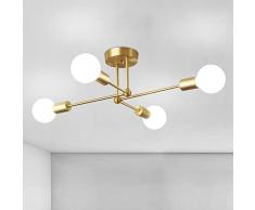 CIBITA Lampadario Industriale, Plafoniera Sputnik Vintage, Lampada da Soffitto Forma DIY in Ferro Dorato per Camera da Letto, Soggiorno, Cucina, E27, Diametro 72 cm (Senza Lampadina)