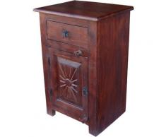 Guru-Shop Mobile Laterale, Cassettiera, Comodino in Stile Coloniale, Marrone, Legno, 64x40x30 cm, Piccoli Armadi