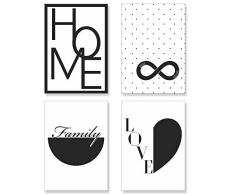 PREMYO Quadri Moderni Soggiorno Astratti - Set Poster da Parete Stampe Camera da Letto - Cuore Infinito Home A4