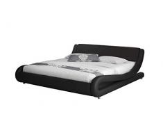 muebles bonitos Letto Piazza e Mezza Moderno di Design Alessia Nero Rivestito in Ecopelle per Materasso da 140x190cm con Rete Incluse