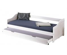 Esidra Secondo Estraibile, Letto a Cassetto, Legno Massello Verniciato, Doghe Incluse (Bianco)