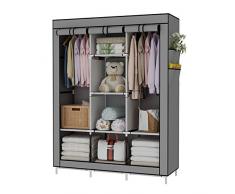 UDEAR Armadio Piccolo Cabina Guardaroba Appendiabiti Richiudibile in Tessuto Non Tessuto Grigio