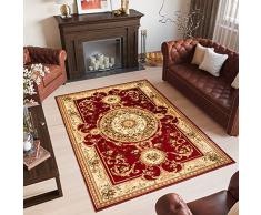 Tappeto Salotto NOBLE Tradizionale Taglio Contorno – Colore Rosso Beige Motivo Orientale – Morbido - Facile Da Pulire – Migliore Qualità – Diverse Misure S-XXXL 140 x 190 cm