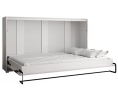 Letto nellarmadio Home 120 x 200 cm orizzontale, letto a scomparsa, letto per camera da letto, camera dei giovani, moderno design (bianco opaco + nero opaco)