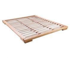 Vivere Zen - Letto Giapponese, Artigianale in Legno massello - Yama - Struttura Colore Noce Scuro 160x200cm (EST. 178x218)