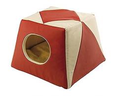 Ferplast Excelsior 20 Gatto Letto Eco Pelle Sintetica, 44 x 44 x 33 cm, Rosso