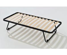 EVERGREENWEB - Rete a doghe Singola 80x190 cm Letto Apribile Salvaspazio con Gambe Pieghevoli, Doghe in Legno Naturale di Faggio, 4 Ruote AntiGraffio Struttura in Ferro Rinforzata per Tutti Materassi