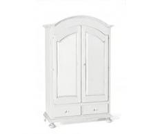 Mar.c.a. Design - Armadio con 2 Porte e Cappello a Gendarme Tondo, 2 Cassetti in Legno di Pioppo Bianco Opaco, Mobile da Interno Arte Povera Made in Italy - Misura 125x61x200h