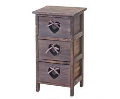 Mendler Serie vintage cassettiera comodino Forli legno di paulonia marrone 25x29x55cm 3 cassetti