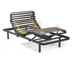 Ferlex® Letto articolato elettrico | Robusta struttura in metallo | Ergonomico | 12 doppie doghe con regolazione (90 x 190)