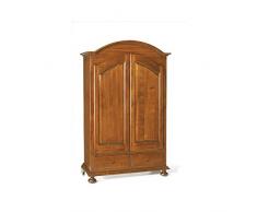 InHouse srls Armadio a 2 Ante Cappello Tondo, Arte povera, in Legno massello e MDF con rifinitura in Noce Lucido - Mis. 125 x 61 x 200