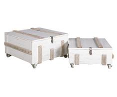 elbmöbel - Cassapanca in Legno Anticato, con Coperchio in Stile Shabby, Colore: Bianco