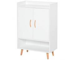 homcom Mobile Scarpiera Salvaspazio in Legno Bianco con Ripiano Aperto, Armadio Scarpiera di Design per Ingresso, 60x30x92cm
