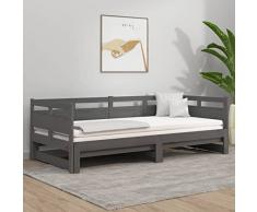 Camerina Dormeuse Estraibile Grigia Legno Massello di Pino 2X(90x200) cm,Dormeuse Estraibile,Dormeuse con Letto Estraibile,Dormeuse da Soggiorno(SPU:820314)
