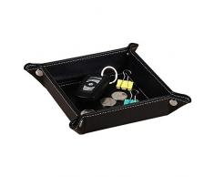 Valigetta in Metallo Valking Tray in Pelle Catchall Jewelry Tray Dice Box Comodino Vassoio Portachiavi Orologi con Cambio Moneta e Porta Caramelle