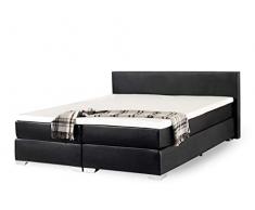 Letto boxspring in Pelle Nera 180 x 200 cm President