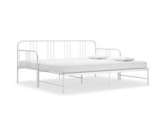 Tidyard Struttura Telaio Divano Letto Matrimoniale 2 Posti in Acciaio Nero/Bianco 180x200/90x200 cm,Duvano Letto 2 Posti,Divano Letto Esternsibile,Letto a Scomparsa,Letto Divano,Divano Letto Doppio