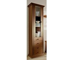 Parete attrezzata in legno di pino, stile coloniale colori laccato, armadio