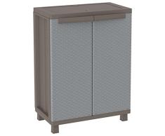 TERRY Jrattan 68 Armadio Basso in Plastica Tuttopiani, Grigio/Tortora, 68X37,5X91,5 cm
