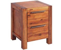 FESTNIGHT- Comodino in Legno Massello di Acacia/Comò e cassettiere 45x42x58 cm Marrone