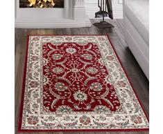 TAPISO Dubai Tappeto Salotto Orientale Soggiorno Rosso Crema Tradizionale Classico Floreale A Pelo Corto 120 x 170 cm