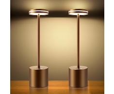 Hapfish Lampada da Tavolo Ricaricabile LED, 5000mAh Lampada da Comodino 2 Pezzi Senza Fili USB, Luce a Batteria Dimmerabile, 3 Modalità di Colore, per Scrivania Esterno Tavola Ristorante Comodino